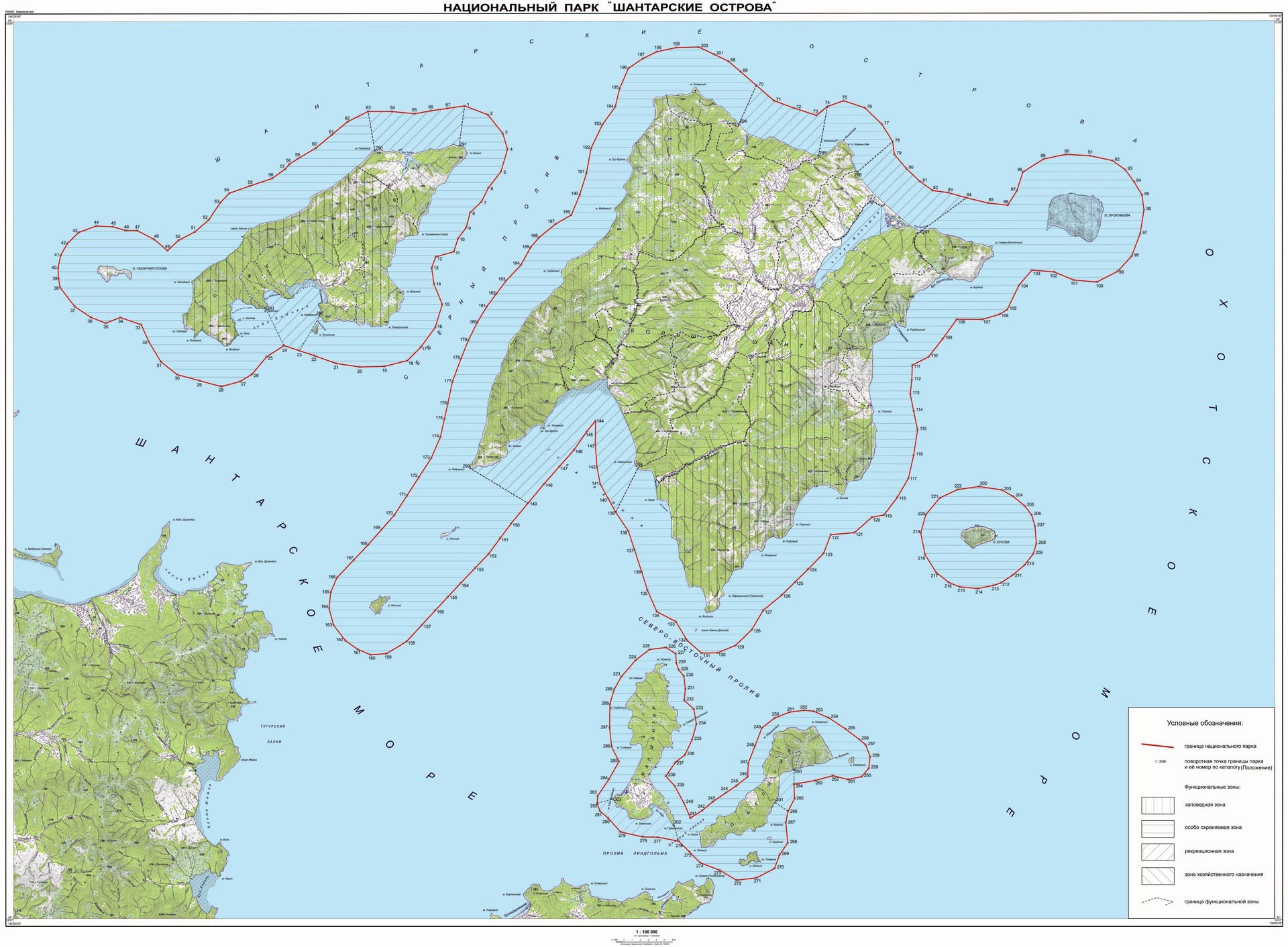 Карта Шантарских островов