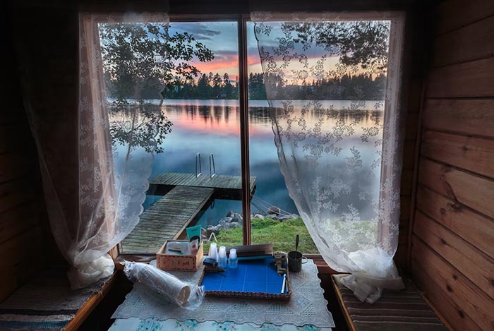 Вид из окна финской сауны